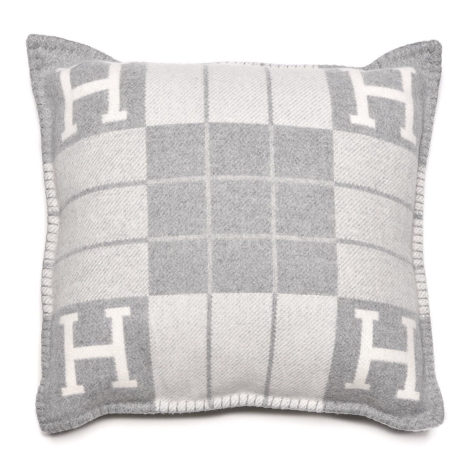 Hermes Wool Cashmere Avalon III Pillow PM Ecru Gris Clair 1 of 3