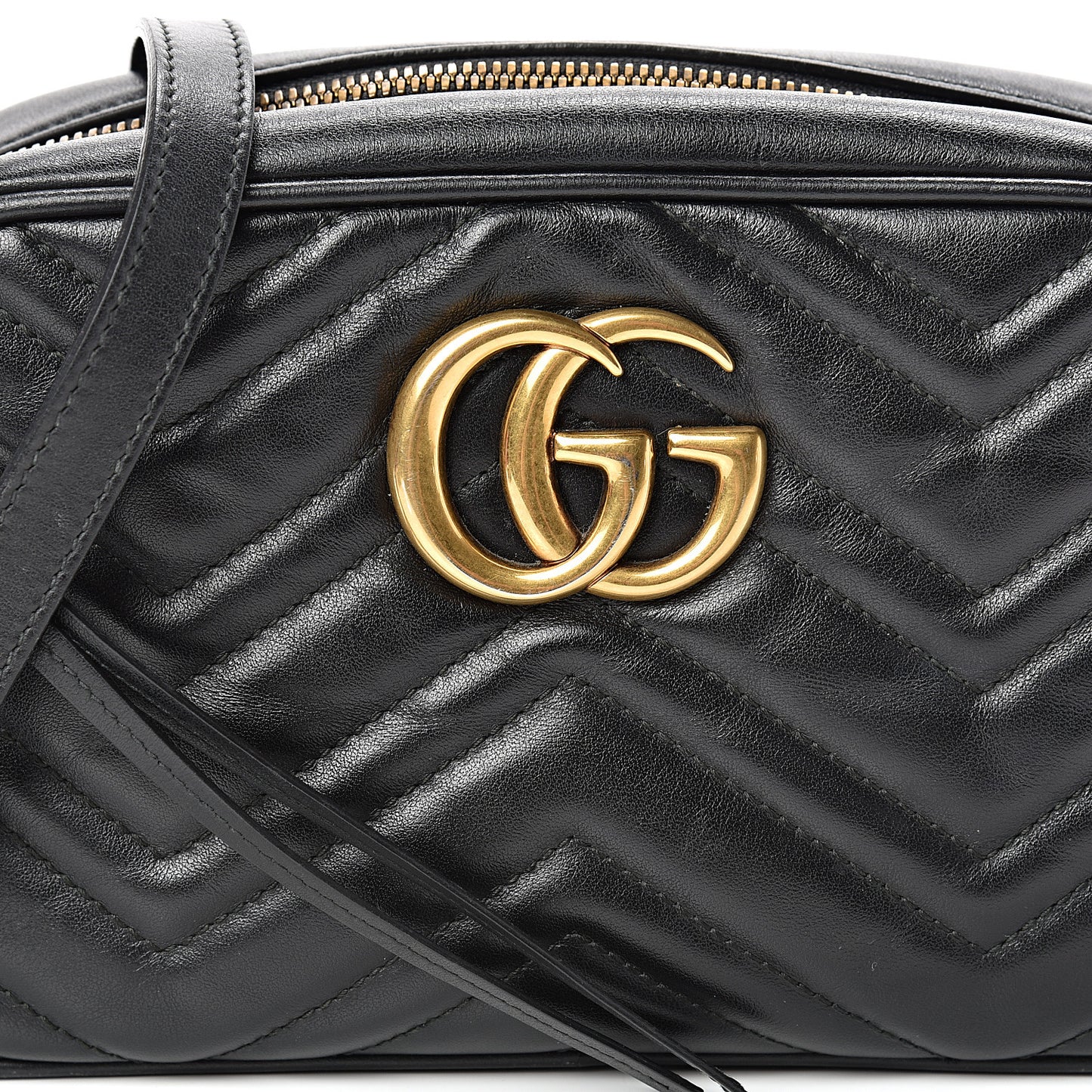 Calfskin Matelasse Small GG Marmont Chain Shoulder Bag Black
