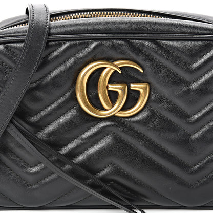 Gucci Calfskin Matelasse Small GG Marmont Chain Shoulder Bag Black 7 of 16