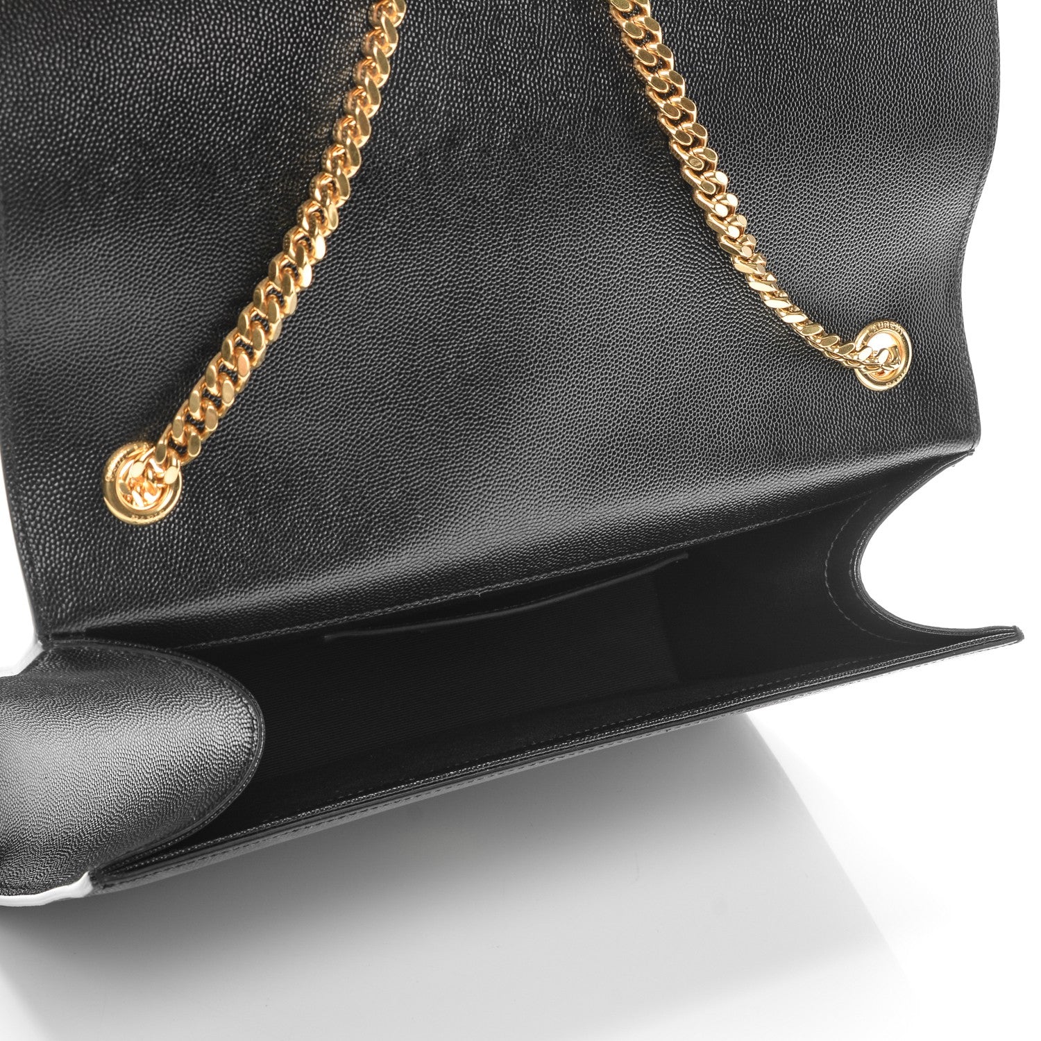 Saint Laurent Grain De Poudre Large Classic Monogram Kate Satchel Black 5 of 6