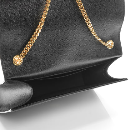 Saint Laurent Grain De Poudre Large Classic Monogram Kate Satchel Black 5 of 6