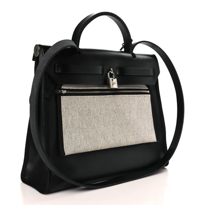 Hermes Toile H Berline Vache Hunter Herbag Zip PM 31 Black Ecru 4 of 11