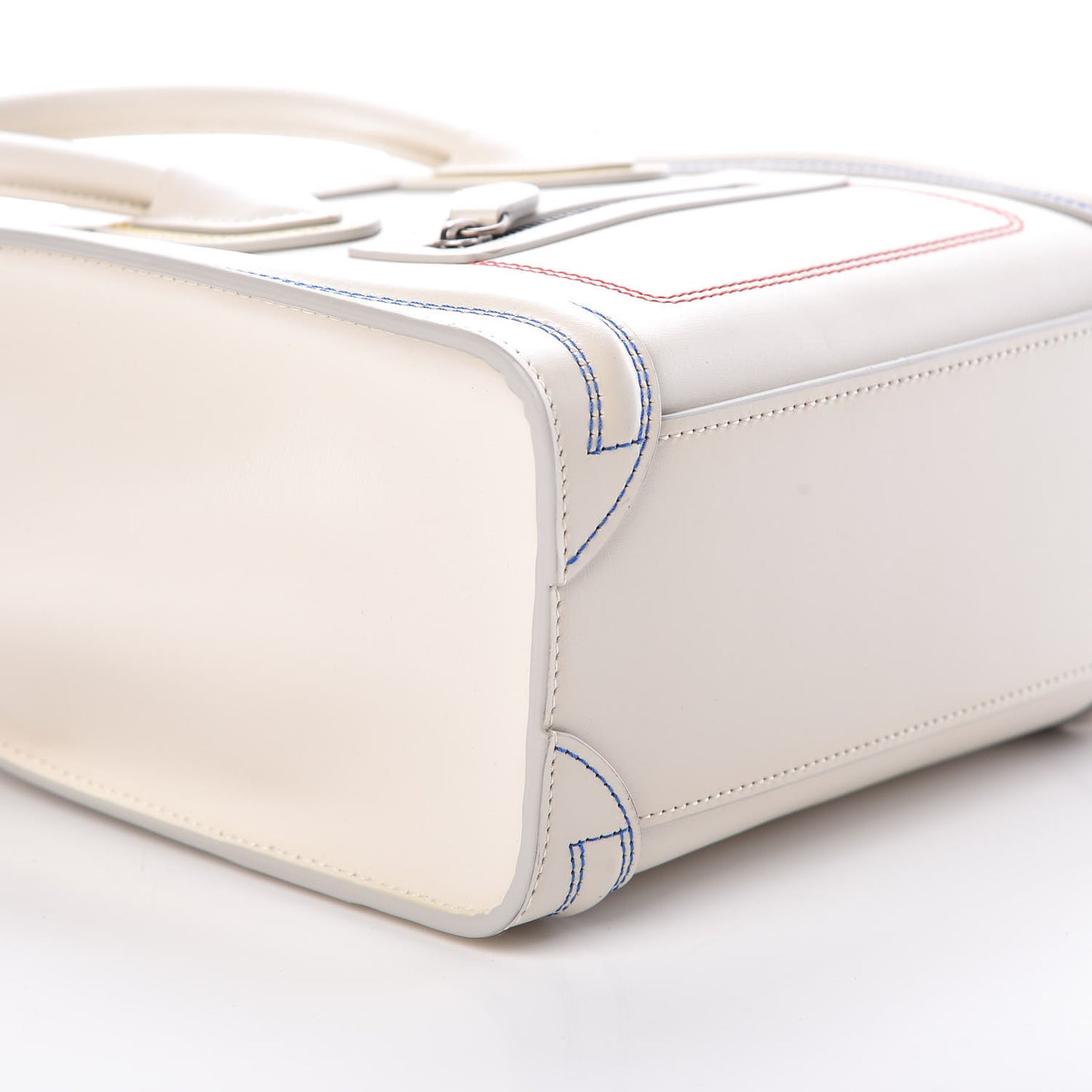 Smooth Calfskin Multicolor Double Stitching Nano Luggage White