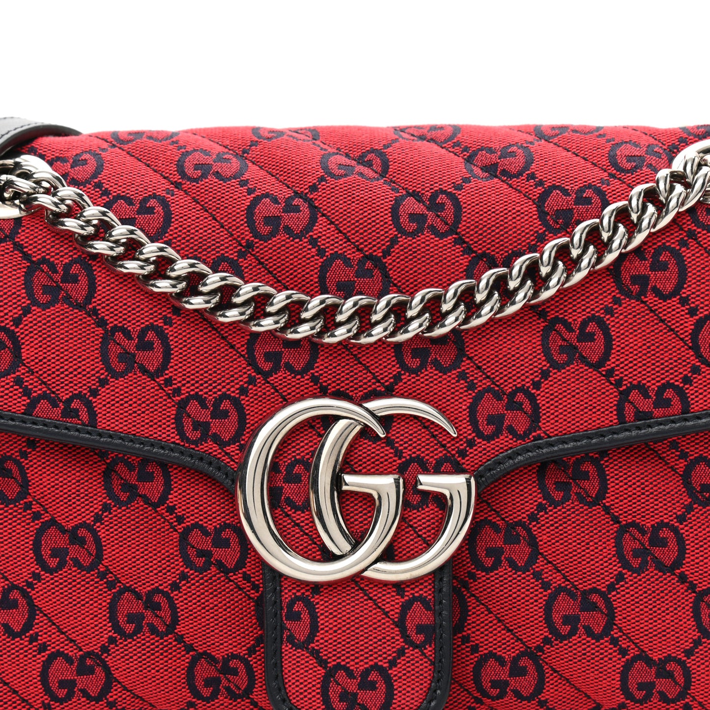 Monogram Multicolor Matelasse Diagonal Small GG Marmont Shoulder Bag Red Blue