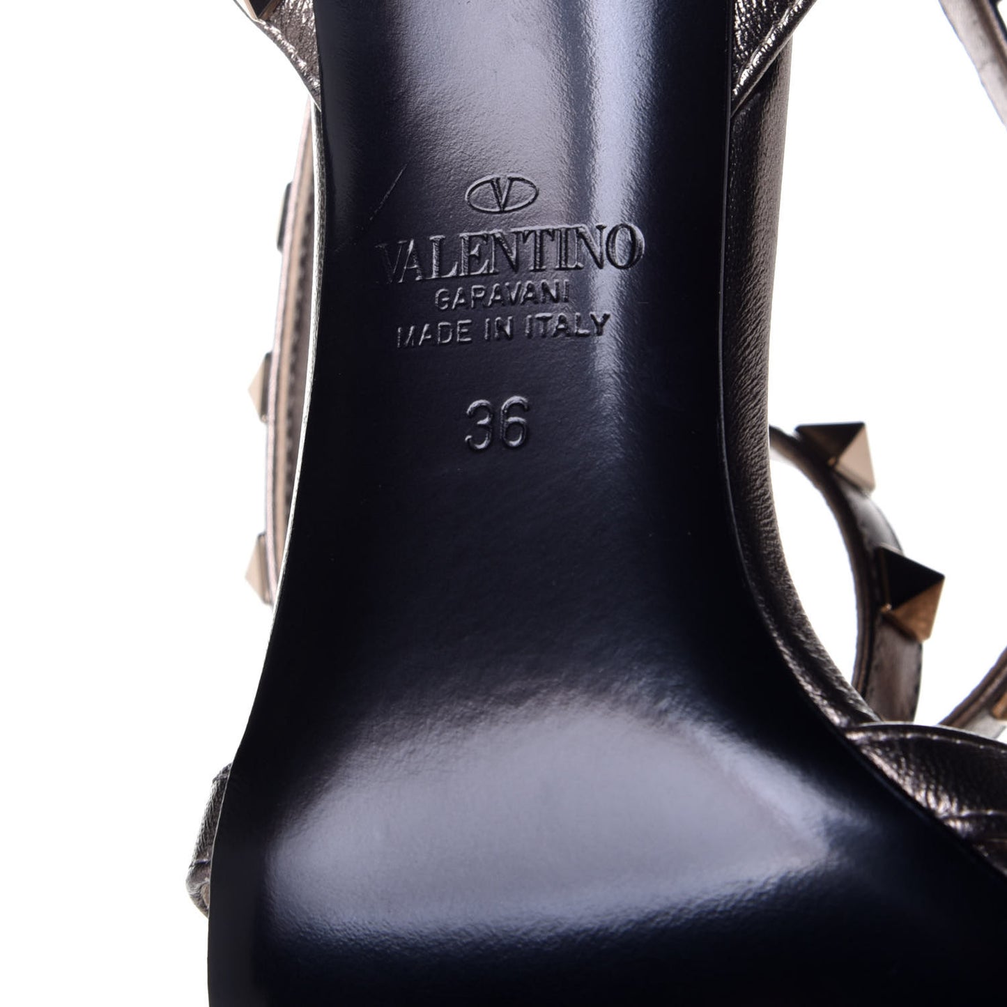 Metallic Nappa Rockstud Ankle Wrap 85mm Sandals 36 Sasso