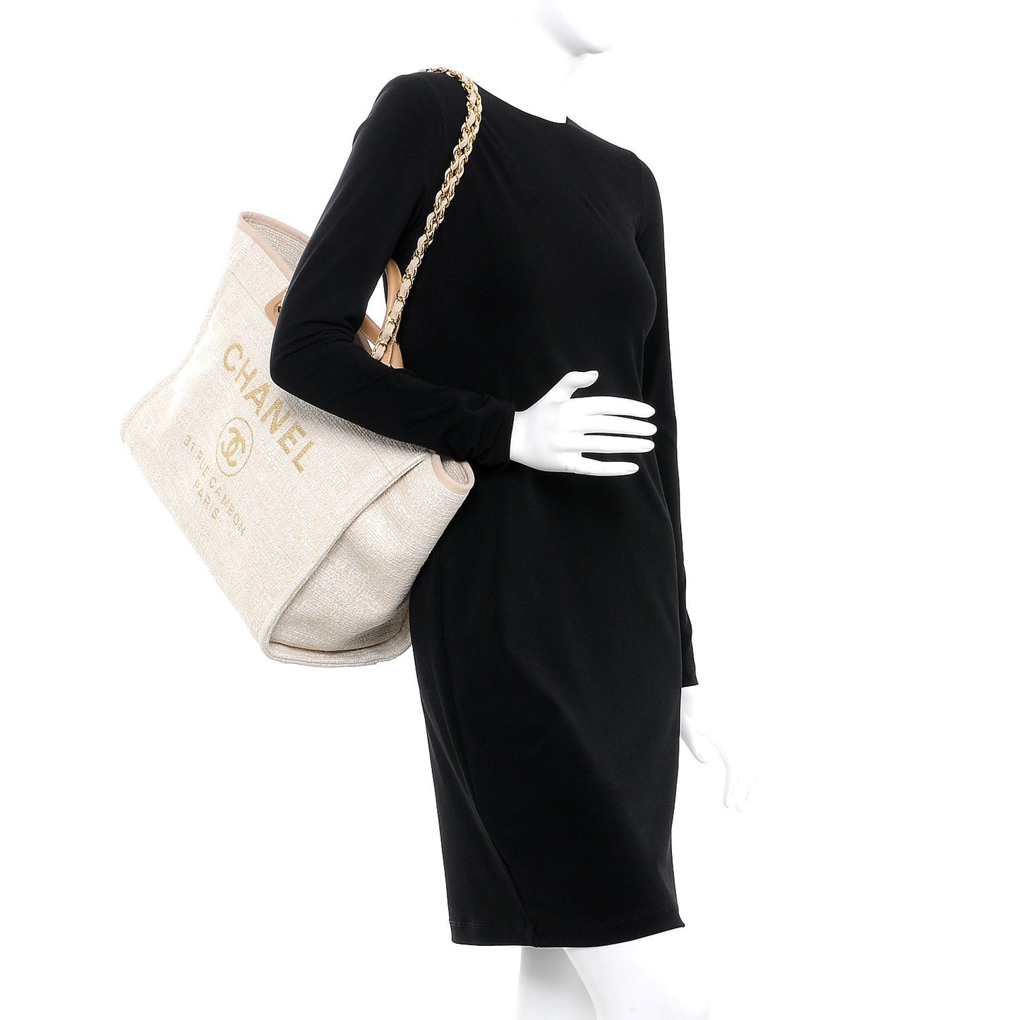 Canvas Large Deauville Tote Light Beige
