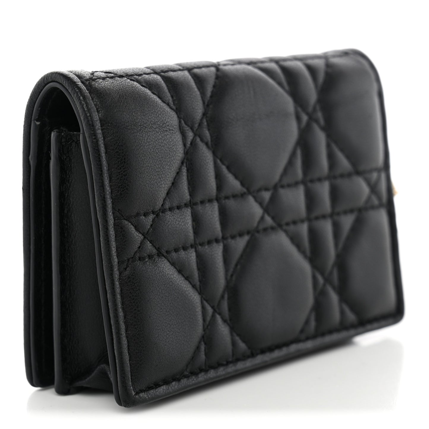 Lambskin Cannage Mini Lady Dior Wallet Black