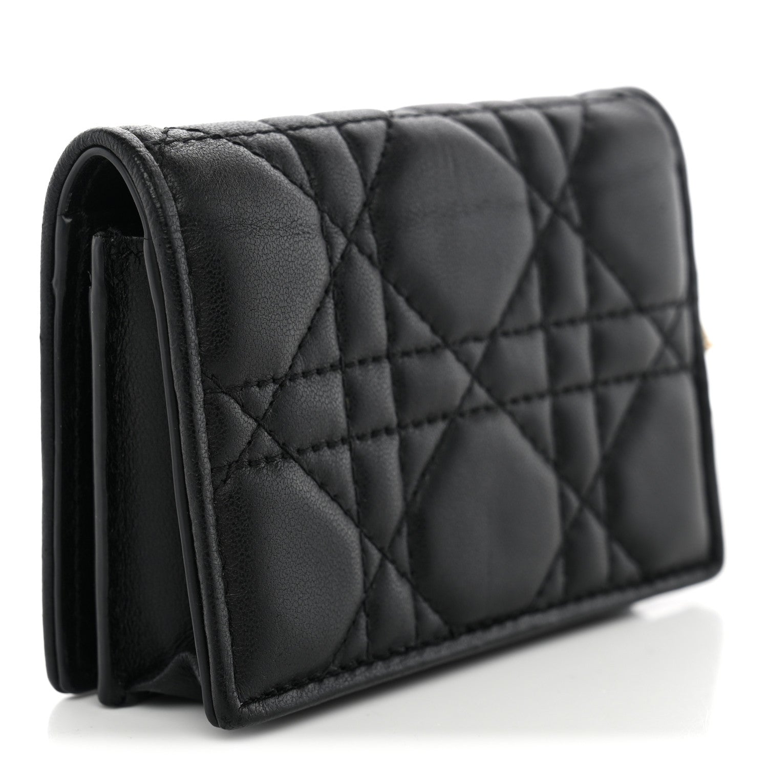 Christian Dior Lambskin Cannage Mini Lady Dior Wallet Black 3 of 8
