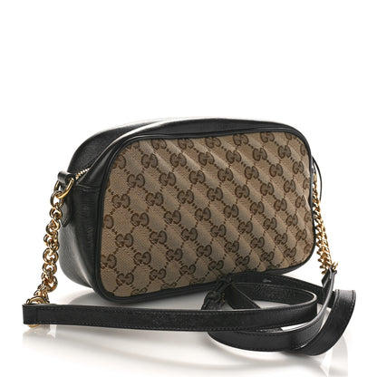 Gucci Monogram Matelasse Diagonal Small GG Marmont Chain Shoulder Bag Beige Black 2 of 9