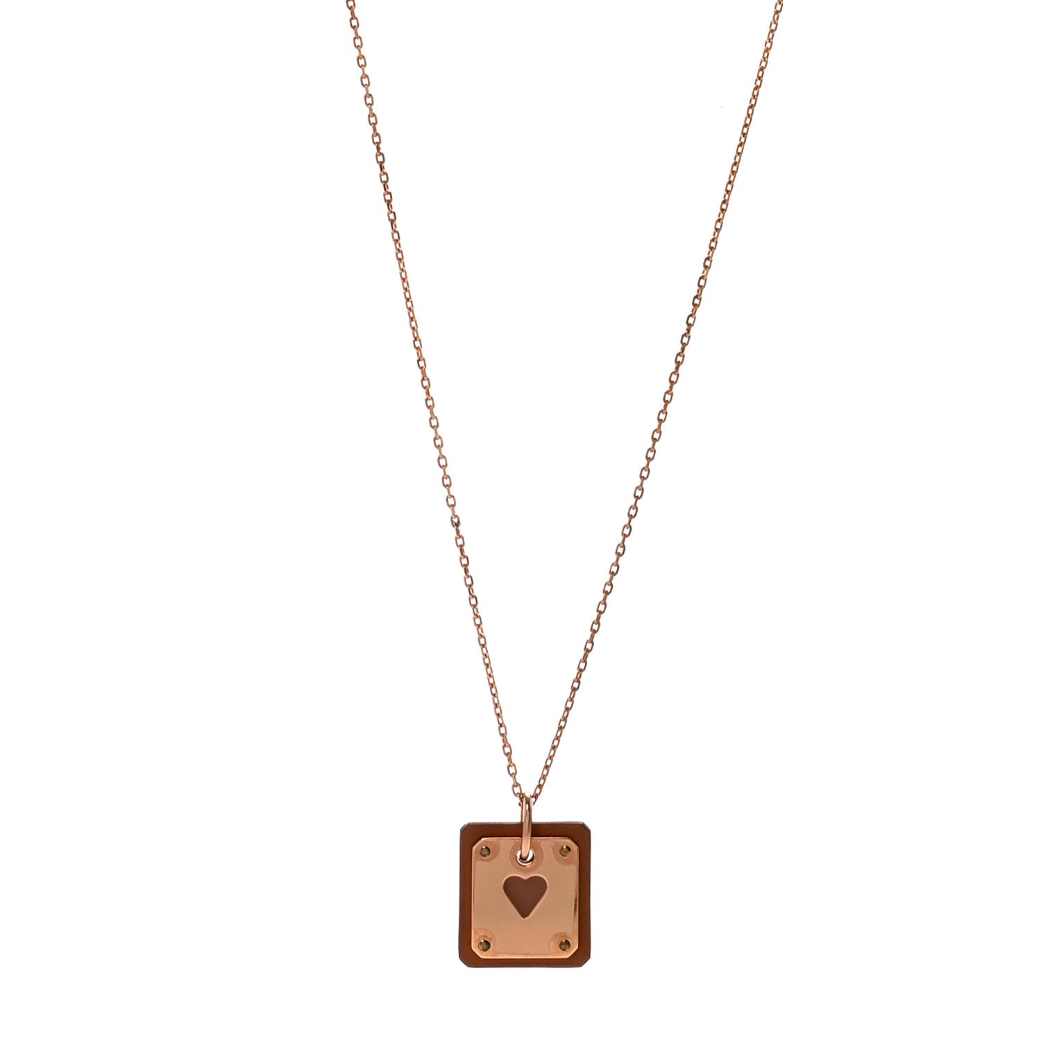 Hermes Rose Gold Plated Swift As De Coeur Necklace Gold 1 of 6