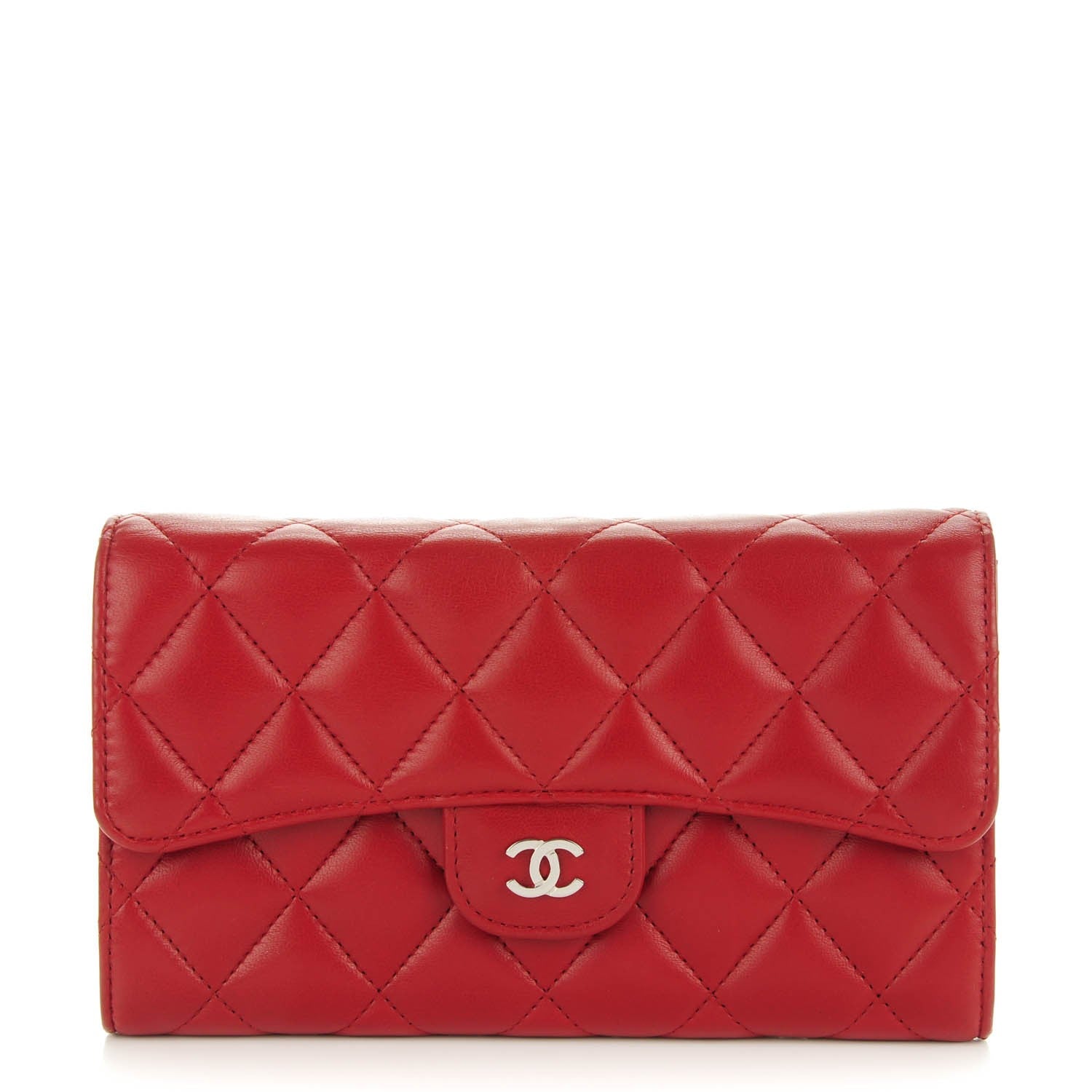 Chanel Lambskin Quilted Large Flap Wallet Red 1 of 4