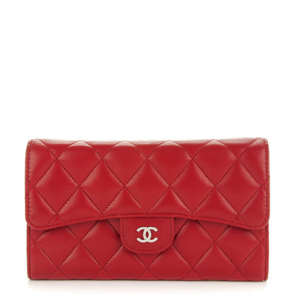 Chanel Lambskin Quilted Large Flap Wallet Red 1 of 4
