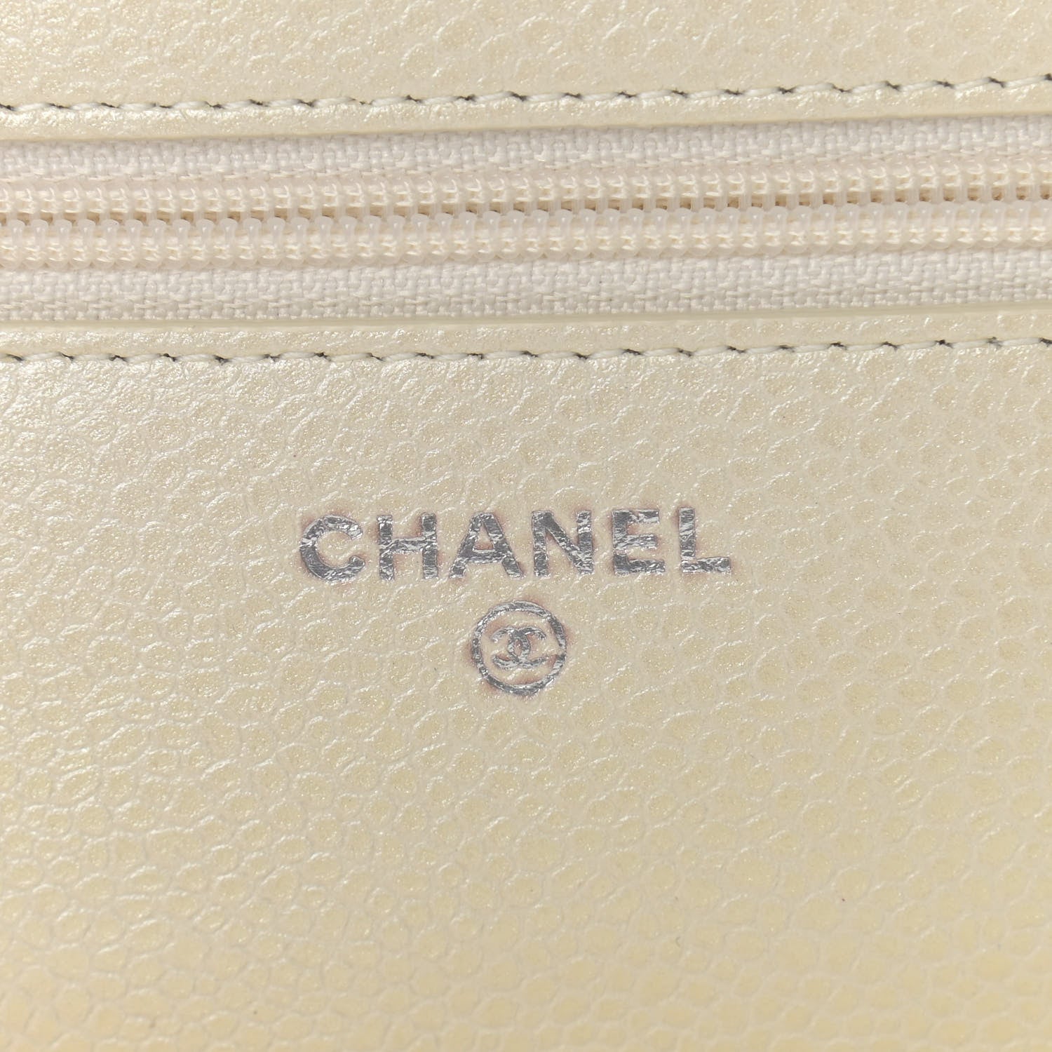 Chanel Iridescent Caviar Quilted Wallet On Chain WOC Ivory 9 of 15