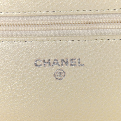 Chanel Iridescent Caviar Quilted Wallet On Chain WOC Ivory 9 of 15