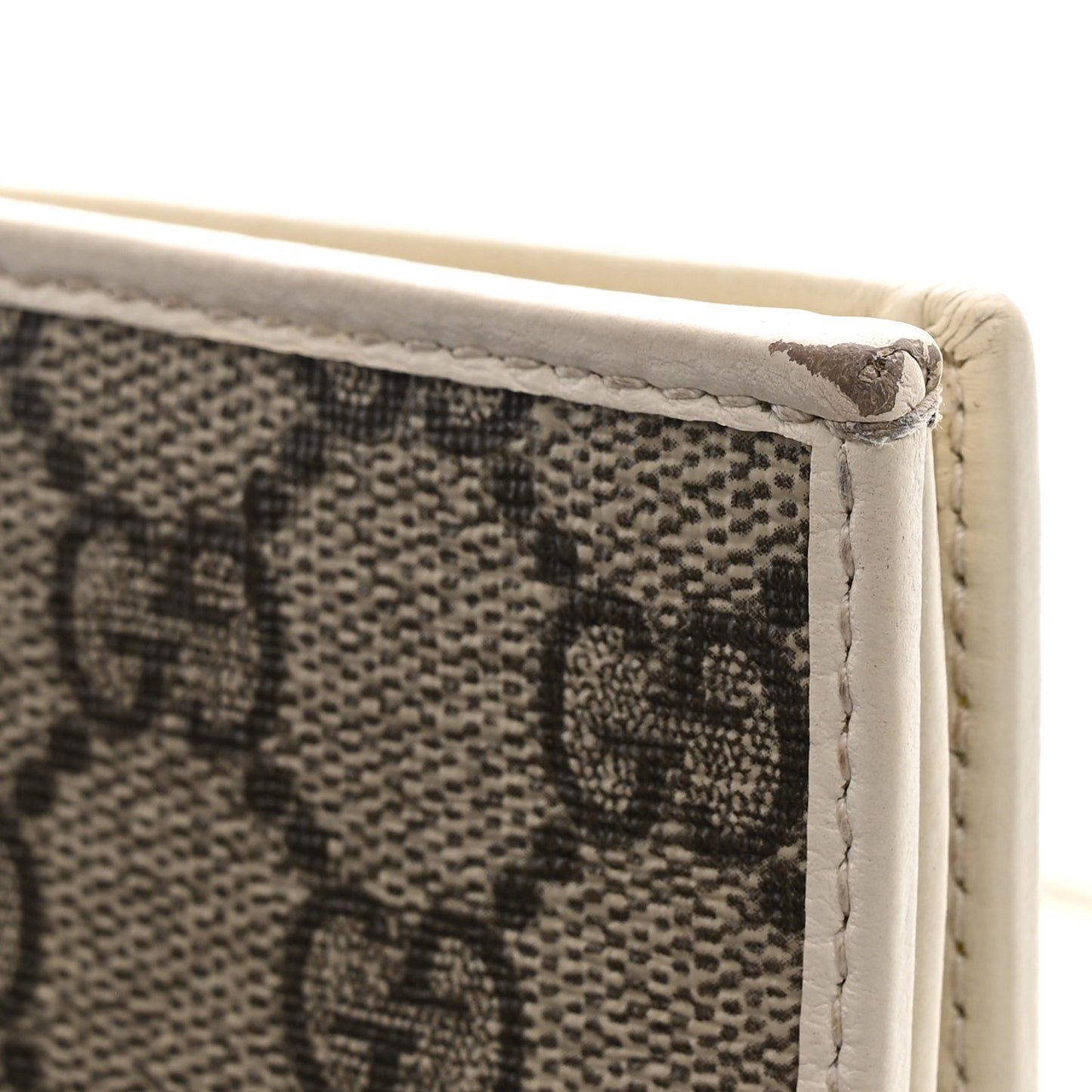 GG Supreme Monogram Azalea Calfskin Horsebit 1955 Card Case Wallet Beige Ebony Mystic White