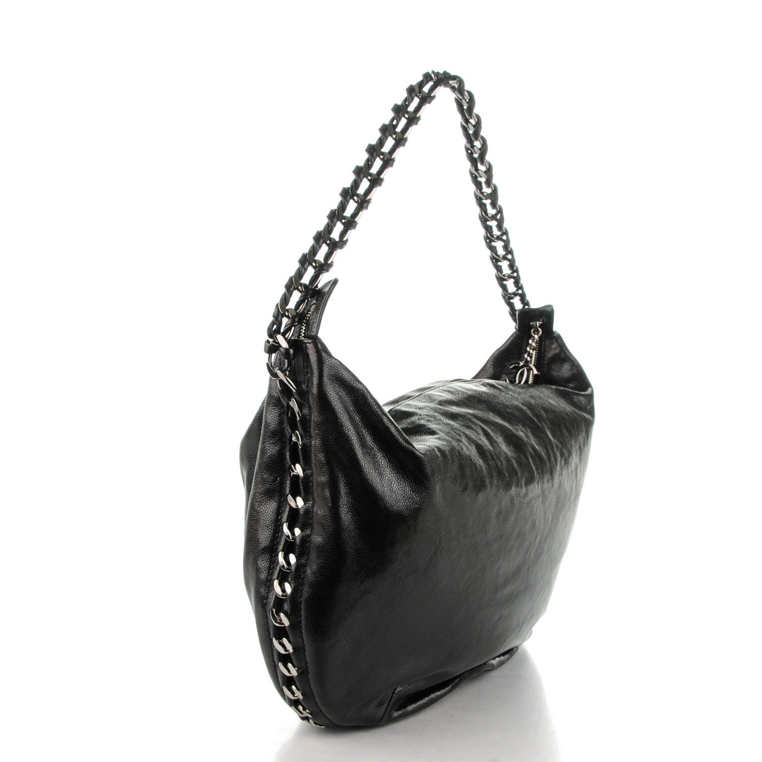 Chanel Glazed Caviar Modern Chain Hobo Black 3 of 7