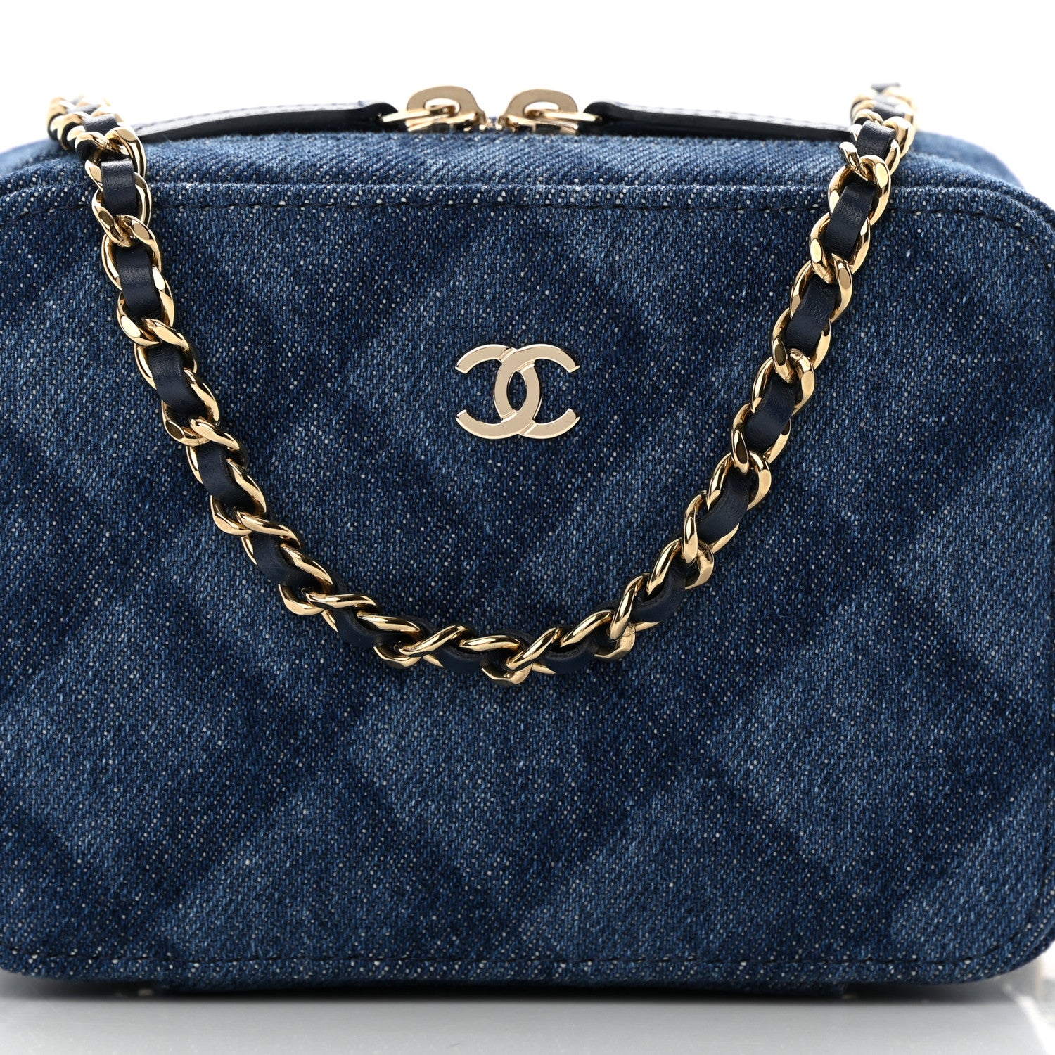 Chanel Printed Denim CC Camera Case Blue 8 of 10