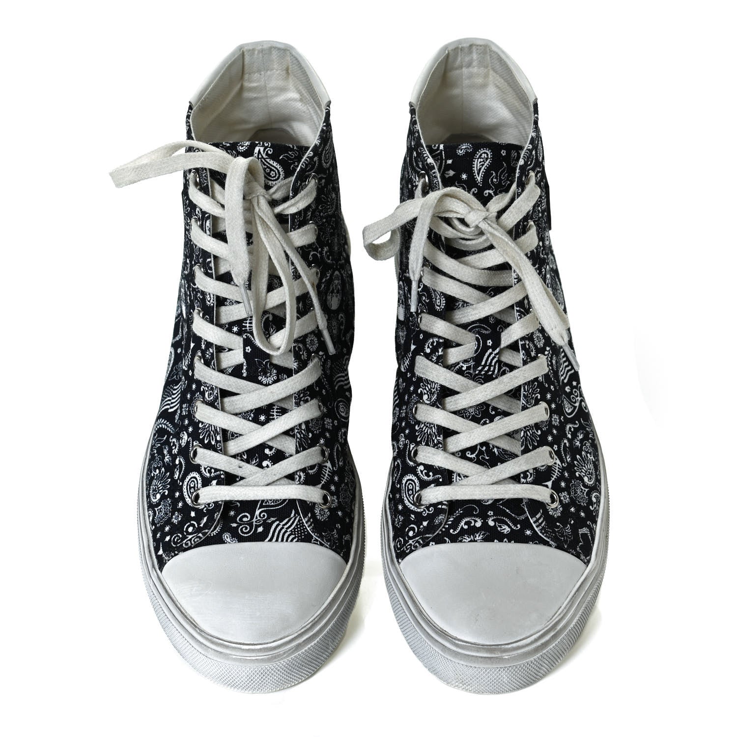 Saint Laurent Calfskin Fabric Skull Print Women's High Top Sneakers 40 Navy White 5 of 11