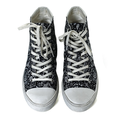 Saint Laurent Calfskin Fabric Skull Print Women's High Top Sneakers 40 Navy White 5 of 11