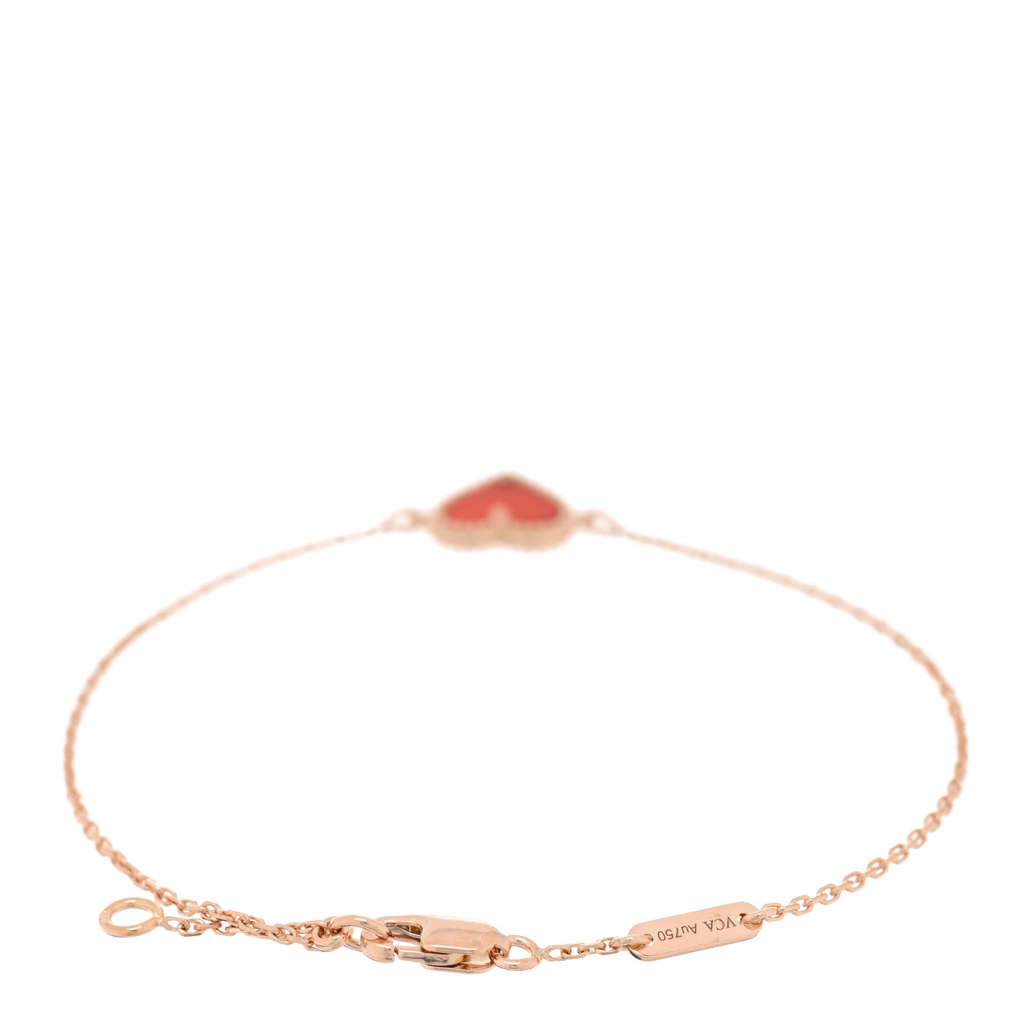 18K Rose Gold Carnelian Sweet Alhambra Heart Bracelet