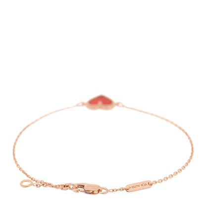 Van Cleef & Arpels 18K Rose Gold Carnelian Sweet Alhambra Heart Bracelet 2 of 3