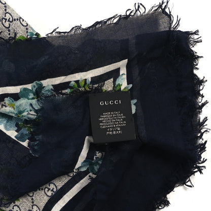 Gucci Modal Silk Monogram New Bloom GG Square Scarf Midnight Blue Sky Blue 3 of 3