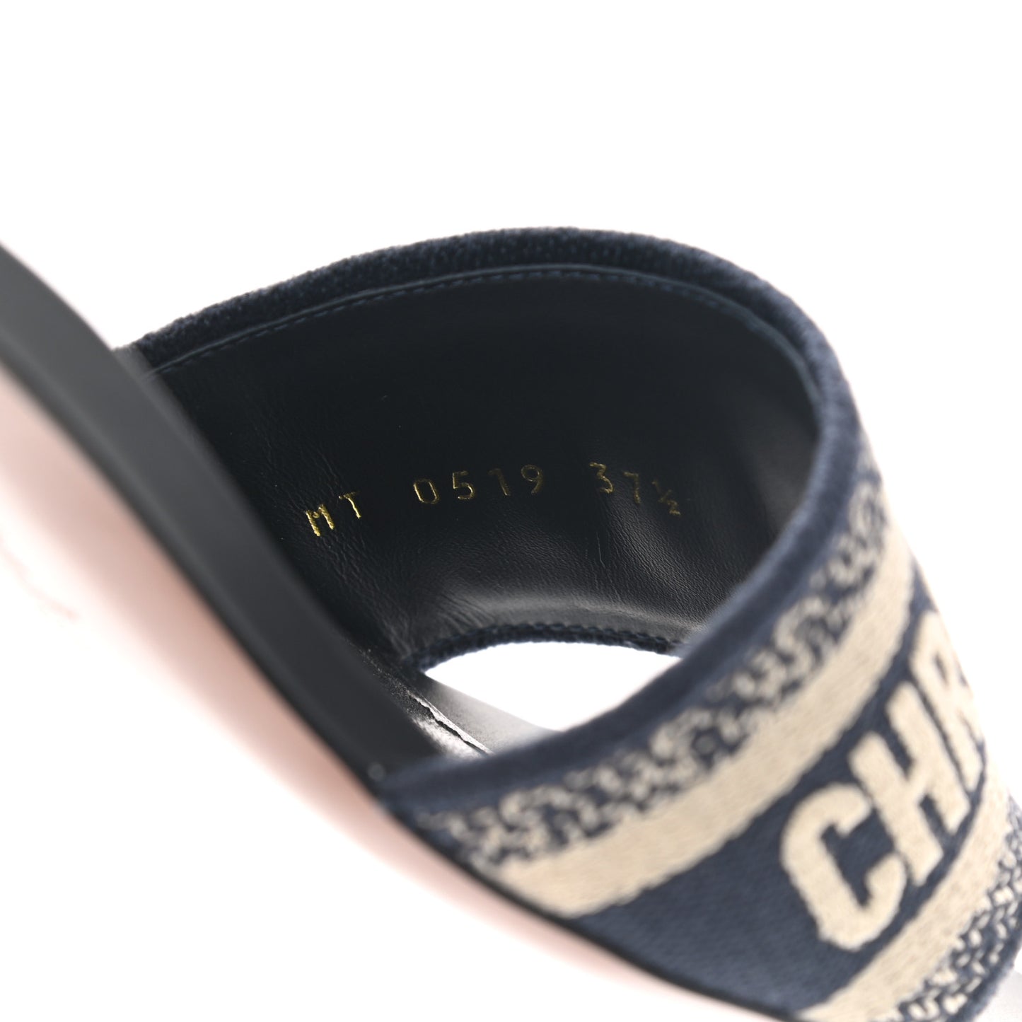 Cotton Embroidered Dway 40mm Slide Sandals 35.5 Deep Blue