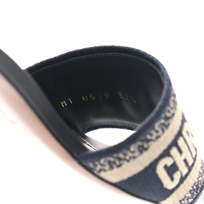 Christian Dior Cotton Embroidered Dway 40mm Slide Sandals 35.5 Deep Blue 6 of 9