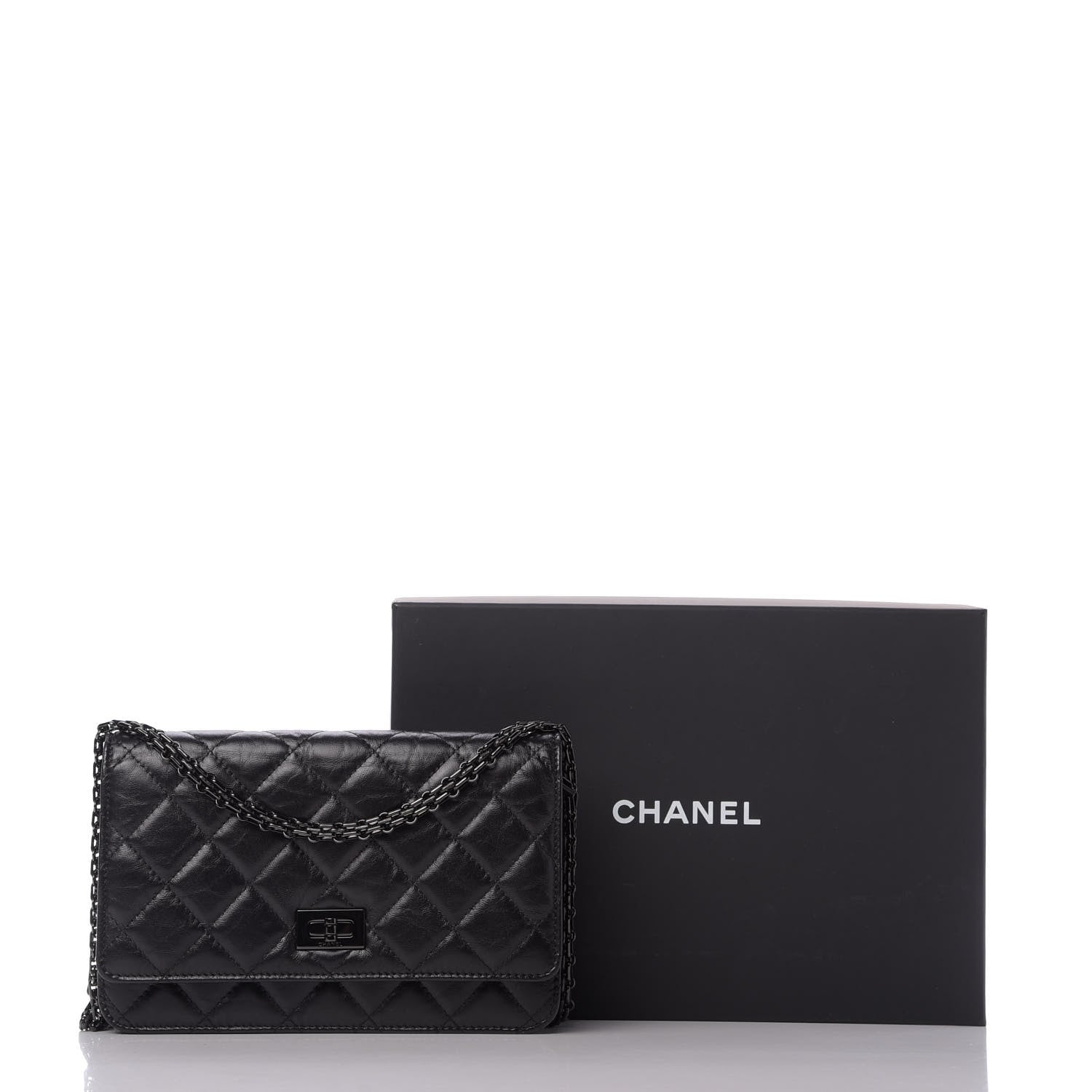 Chanel Aged Calfskin Quilted Reissue Wallet On Chain WOC So Black 10 of 10