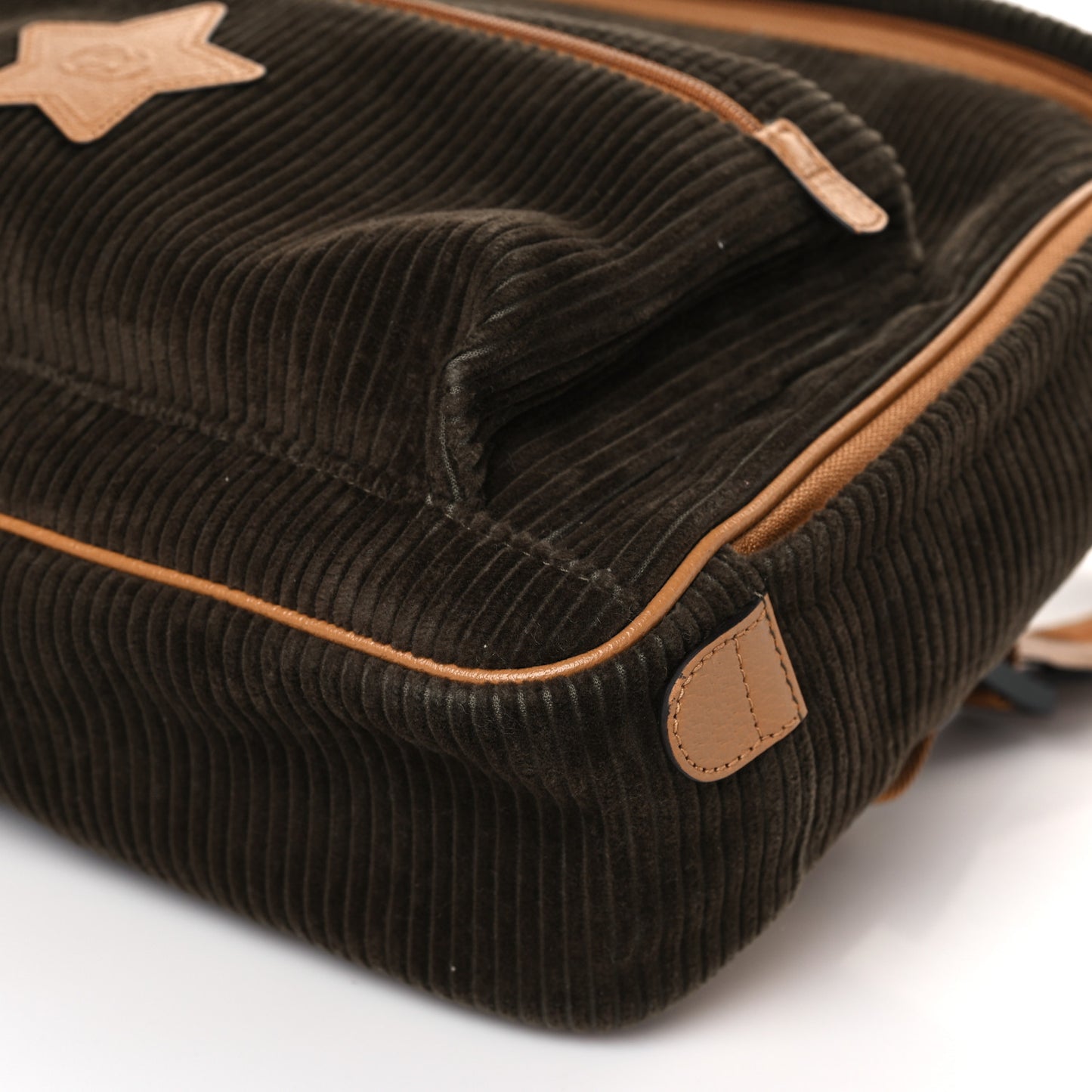 Calfskin Corduroy Childrens Interlocking G Star Patch Backpack Brown