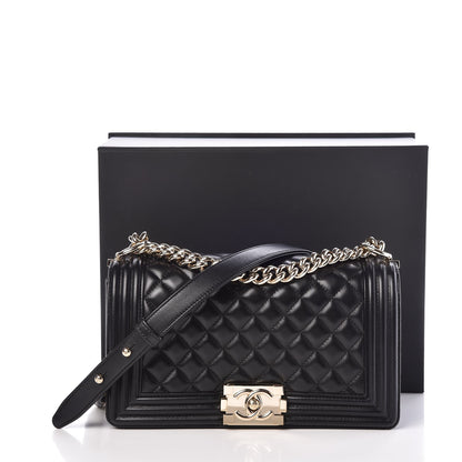 Chanel Lambskin Quilted Medium Boy Flap Black 8 of 8
