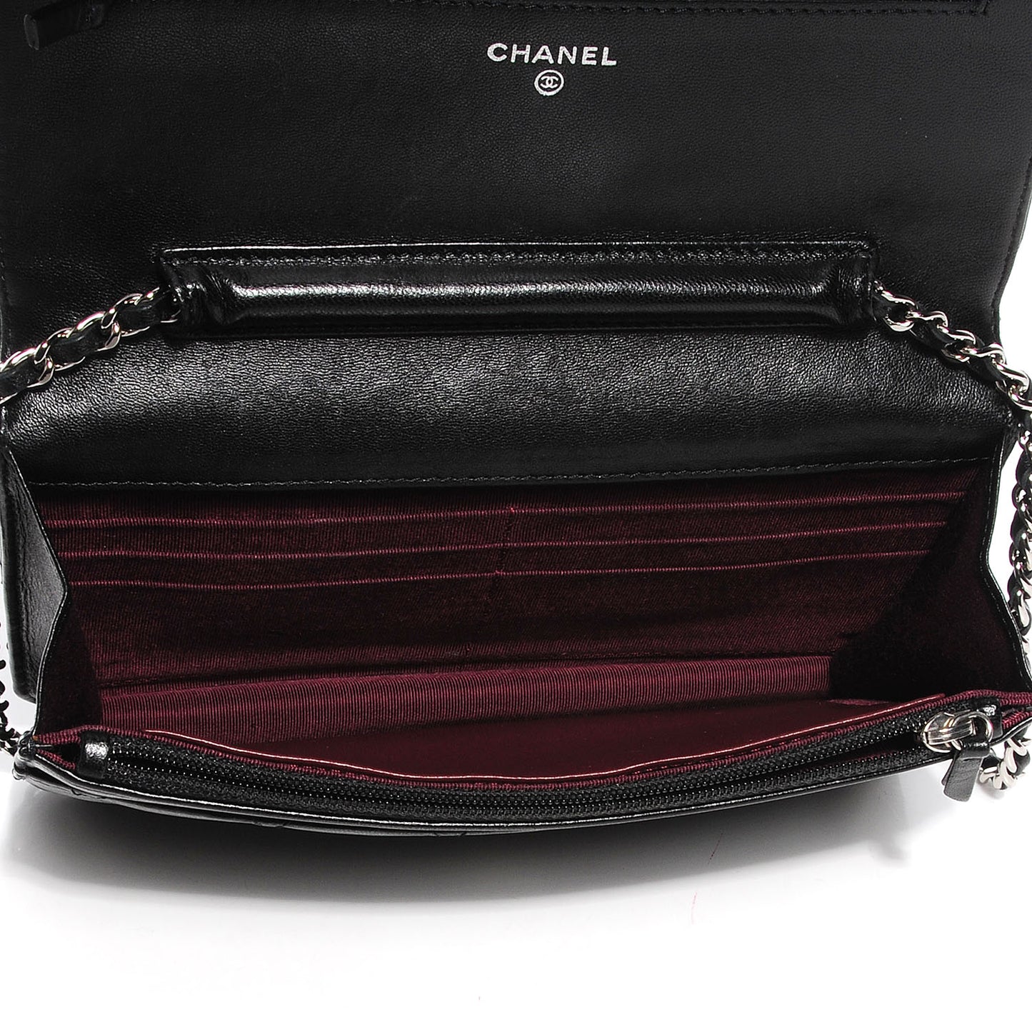 Lambskin Quilted Wallet On Chain WOC Black