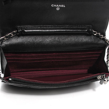 Chanel Lambskin Quilted Wallet On Chain WOC Black 9 of 10