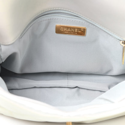 Chanel Iridescent Calfskin Quilted Large Chanel 19 Flap White 5 of 9