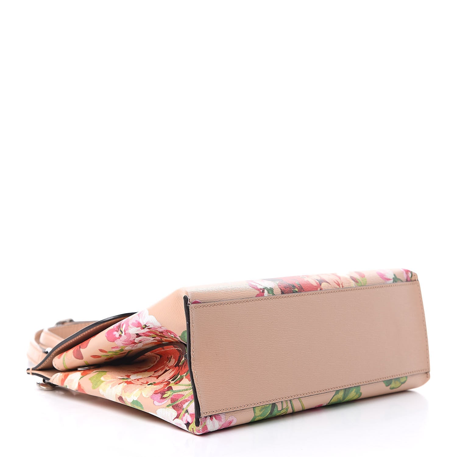 Gucci Shangai Calfskin Blooms Print Small Bamboo Daily Top Handle Bag Pink Apricot Multicolor 4 of 9