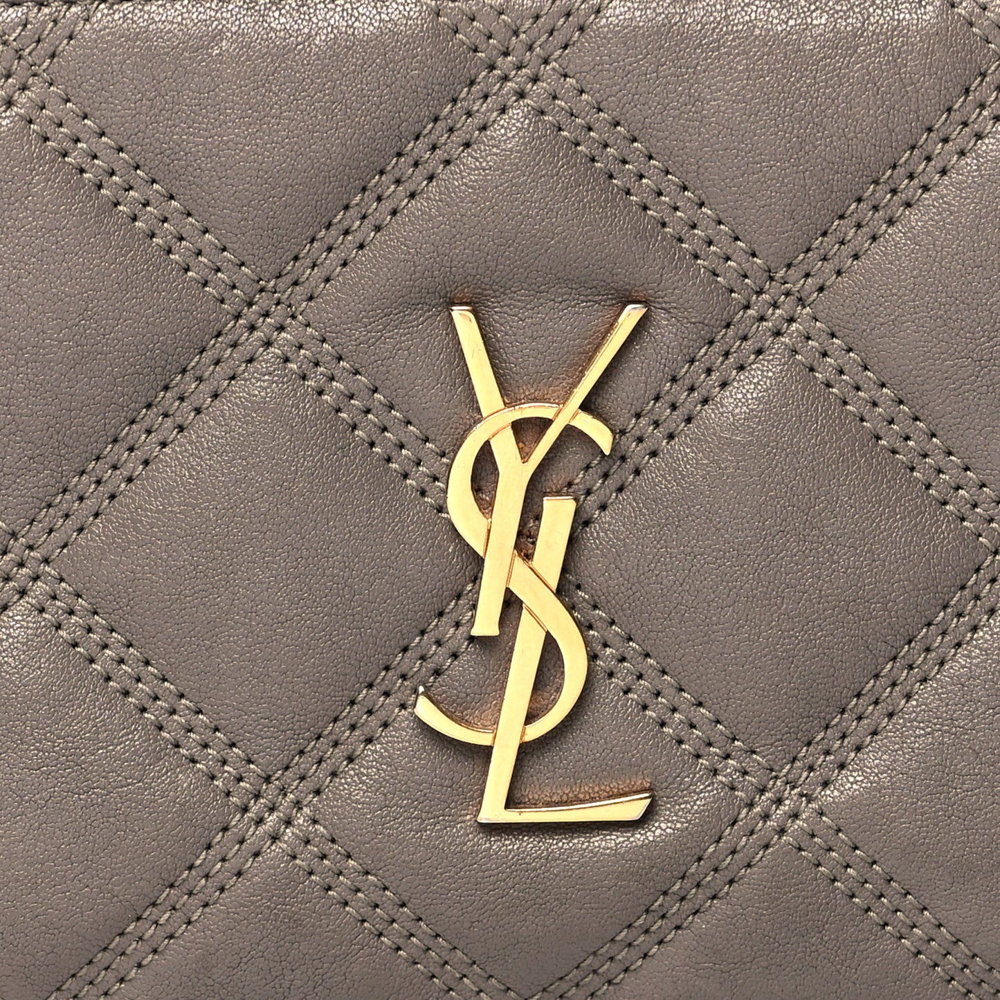 Grained Lambskin Quilted Mini Becky Double Zip Bag Taupe
