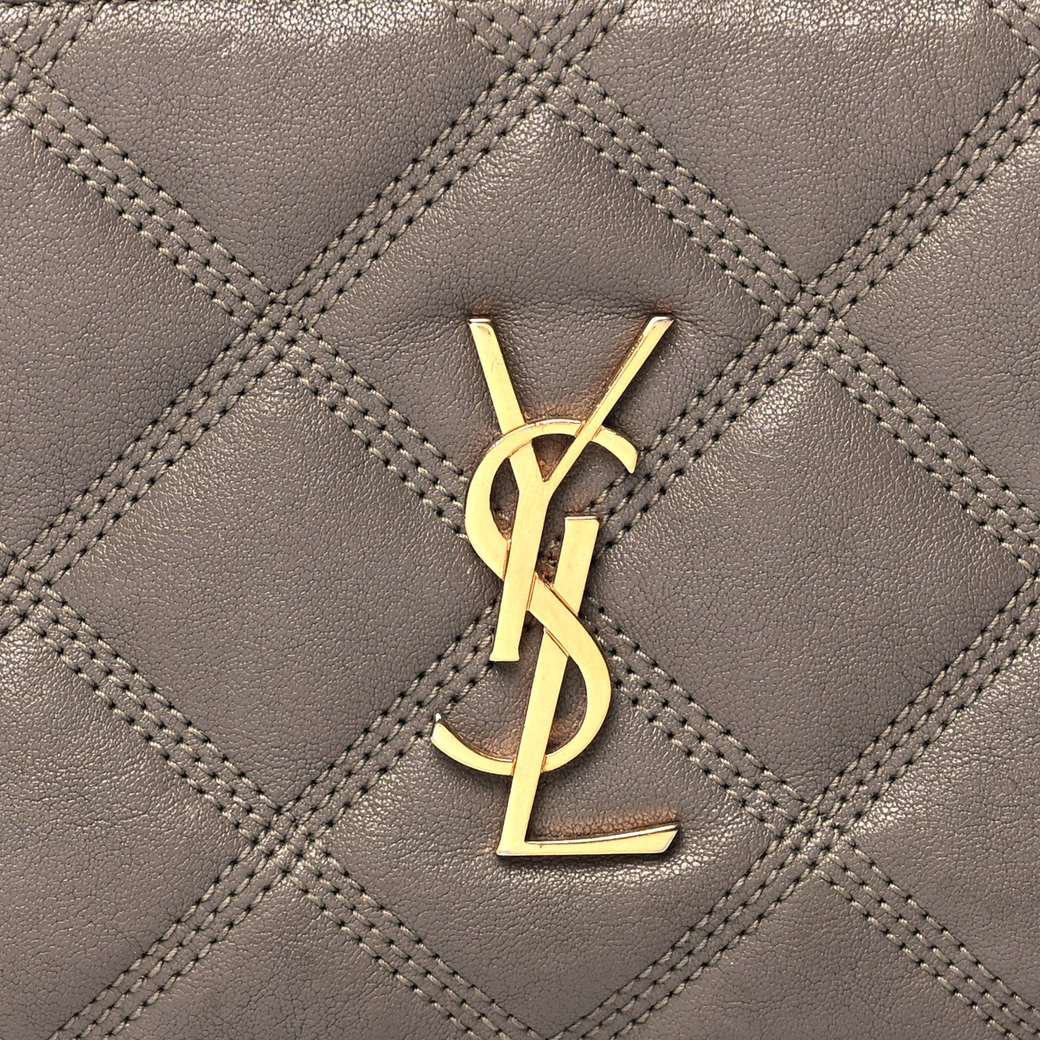Saint Laurent Grained Lambskin Quilted Mini Becky Double Zip Bag Taupe 9 of 14