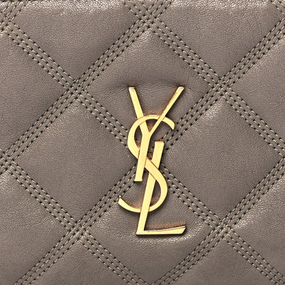 Saint Laurent Grained Lambskin Quilted Mini Becky Double Zip Bag Taupe 9 of 14