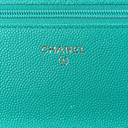 Chanel Caviar Quilted Wallet On Chain WOC Turquoise 5 of 9