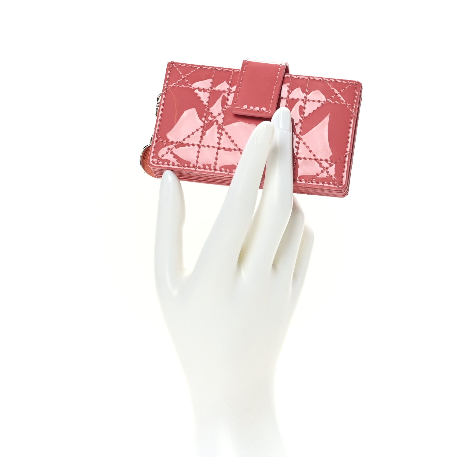 Christian Dior Patent Cannage Lady Dior 5-Gusset Card Holder Pink 2 of 7