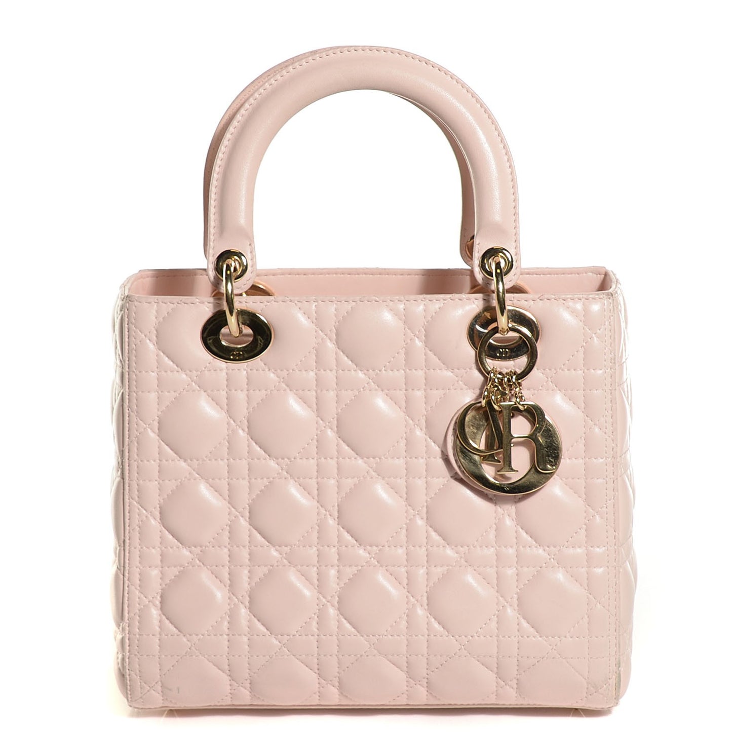Lambskin Cannage Medium Lady Dior Rose Poudre