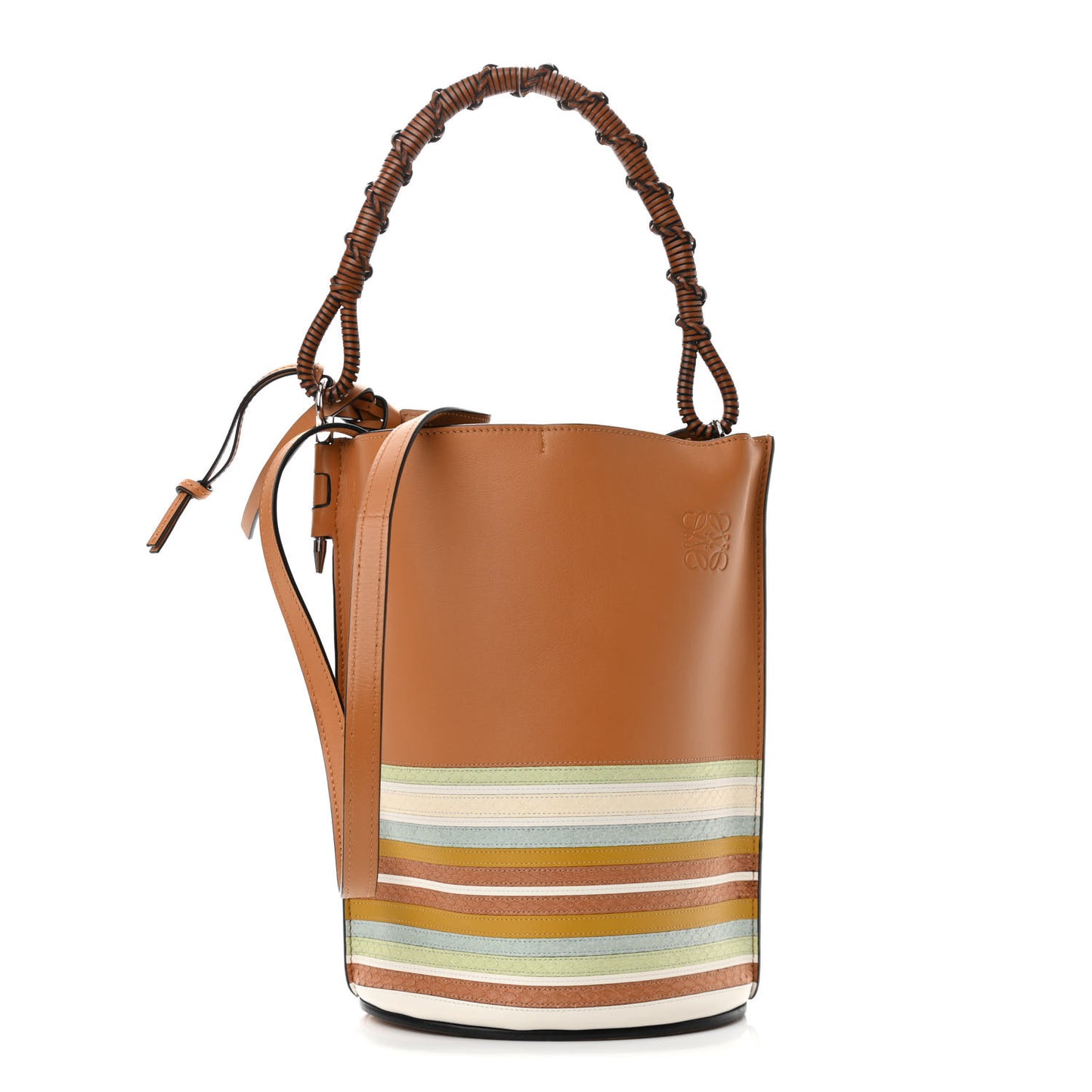 Calfskin Snakeskin Marine Gate Bucket Bag Multicolor