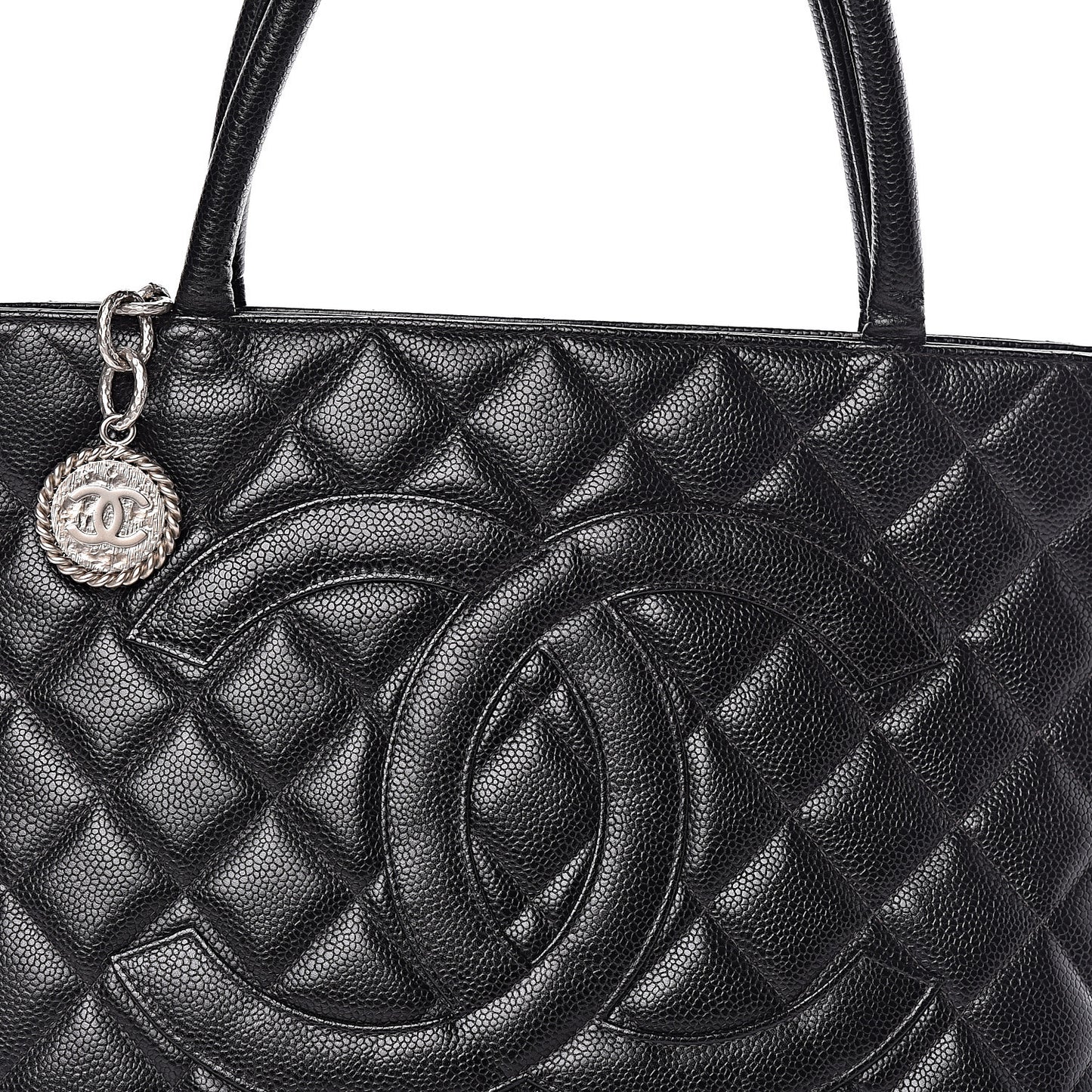 Caviar Quilted Medallion Tote Black