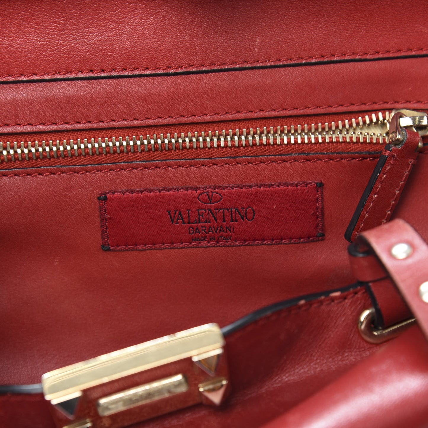 Vitello Small Rockstud Tote Rosso Valentino