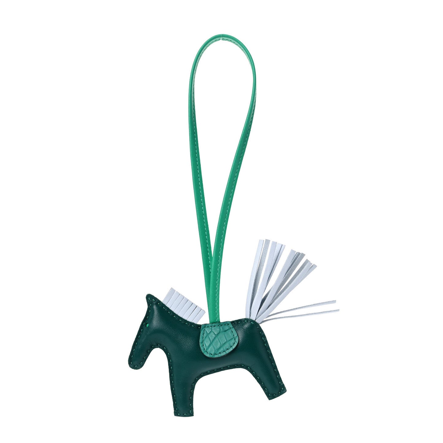 Milo Lambskin Matte Alligator Touch Grigri Rodeo Horse Bag Charm PM Malachite Menthe Bleu Brume Very Jade