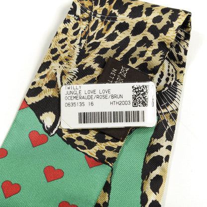Hermes Silk Jungle Love Love Twilly Emeraude Rose Brun 3 of 3