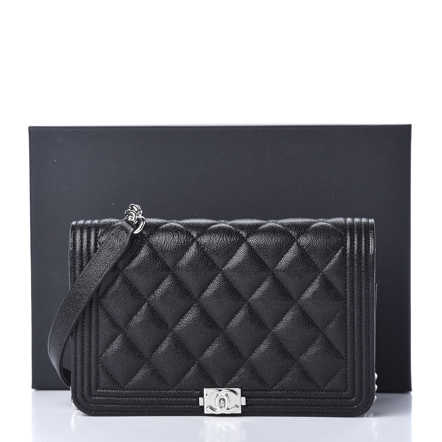 Caviar Quilted Boy Wallet On Chain WOC Black