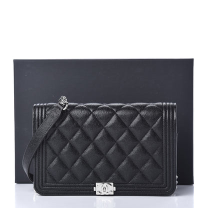 Chanel Caviar Quilted Boy Wallet On Chain WOC Black 12 of 12