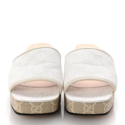 Gucci GG Supreme Monogram Malaga Kid Platform Mule Sandals 40 White Mystic White 3 of 10