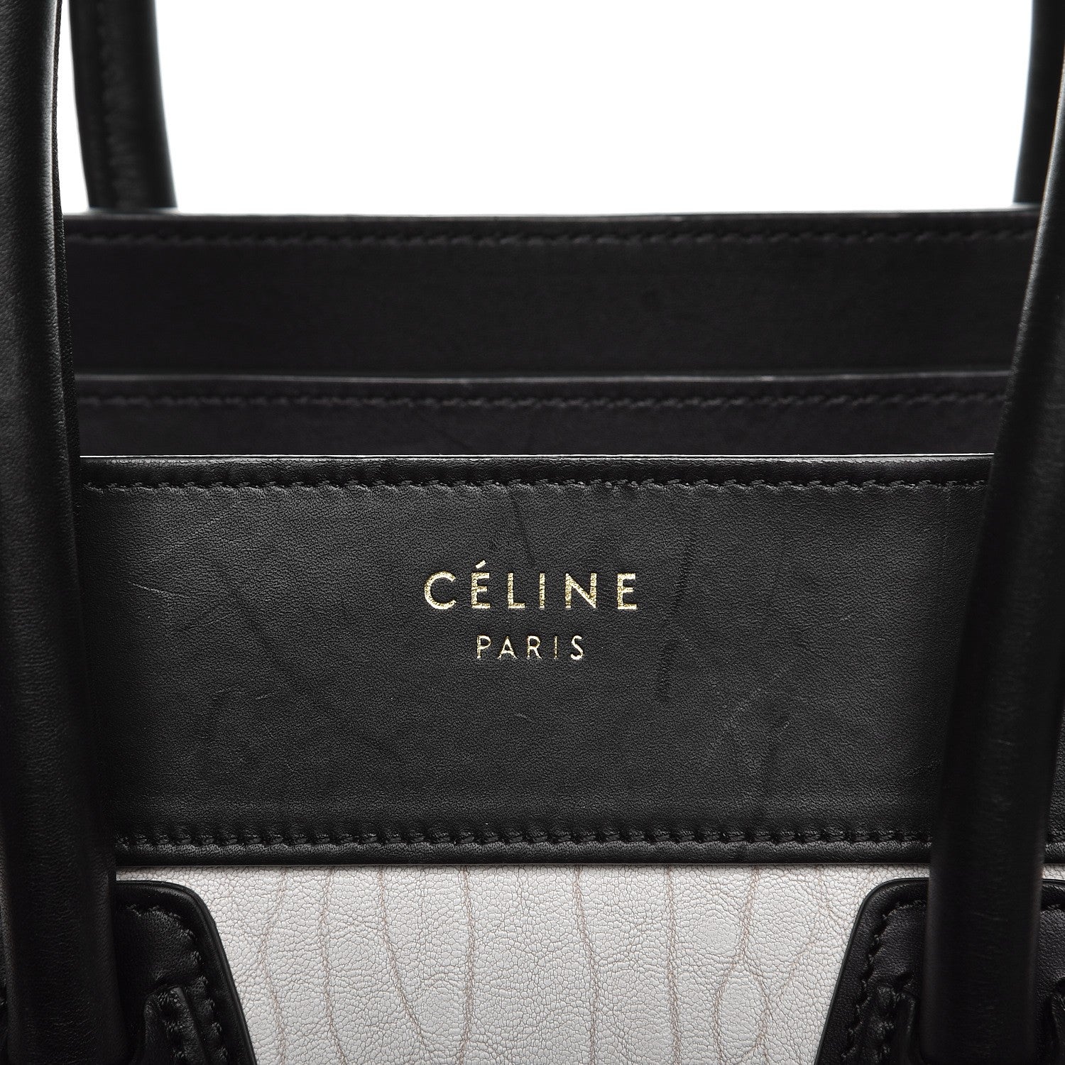 Celine Shrunken Lambskin Micro Bi-Color Luggage Black White 8 of 12